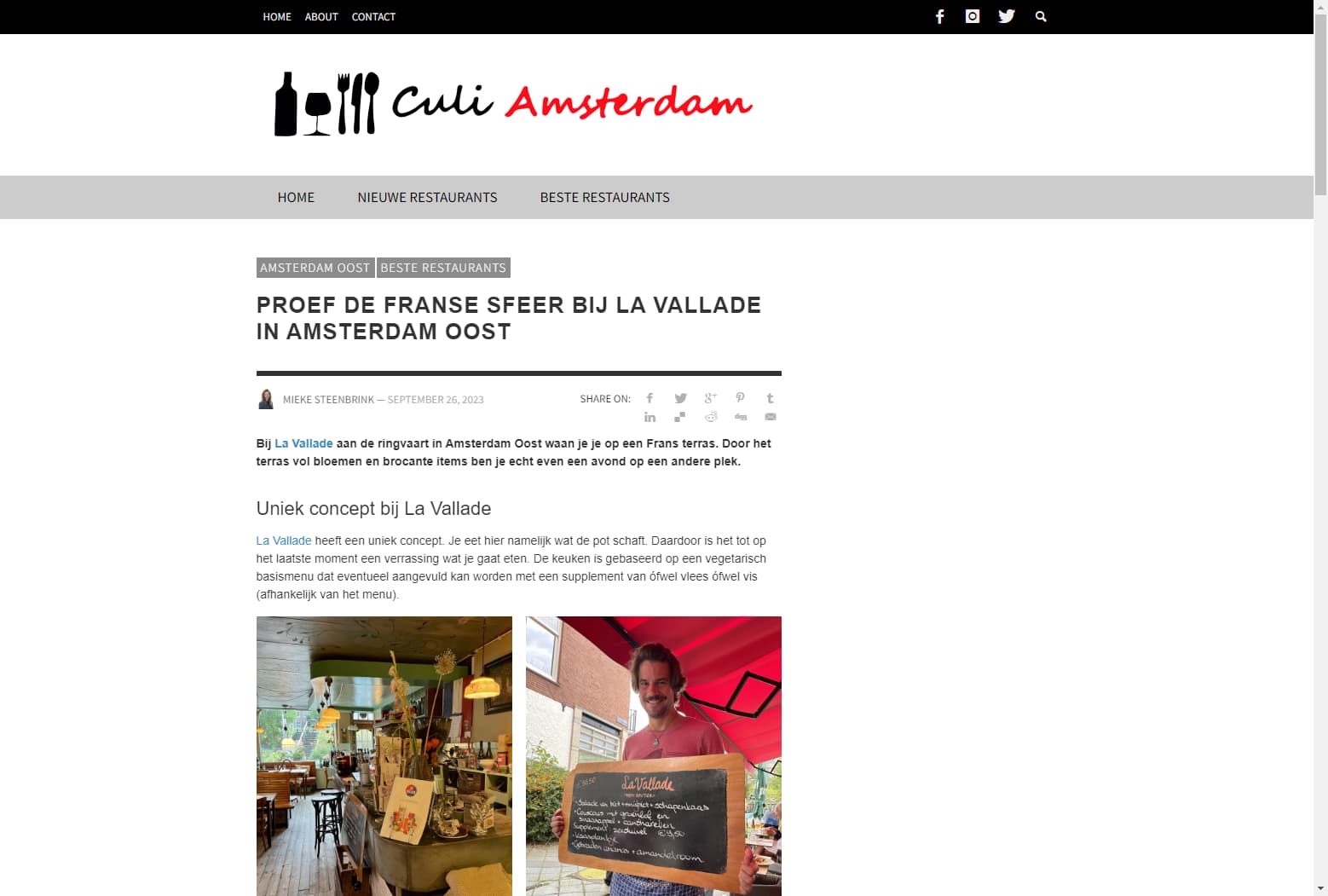 PROEF DE FRANSE SFEER BIJ LA VALLADE IN AMSTERDAM OOST